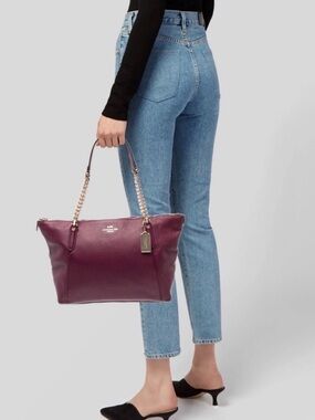 NWT COACH Ava Chain Tote Oxblood/ Burgundy Leather/ Gold Hardware/ Fundraiser